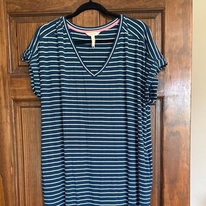 Matilda Jane Blue and White Striped Maxi Dress with pockets size Large